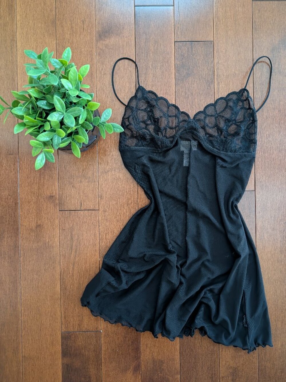FLORAL DETAIL SHEER VINTAGE SLIP DRESS